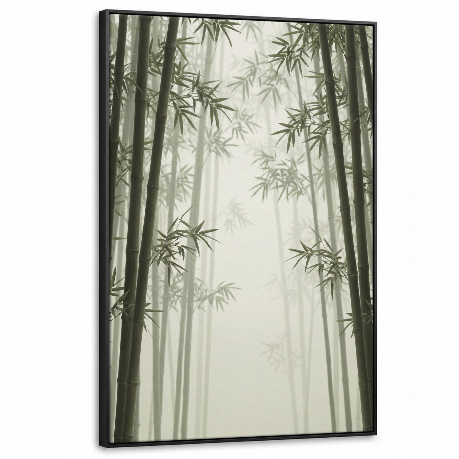 Canvas Schilderij met Baklijst - Bamboe - Bos - Mist - Natuur