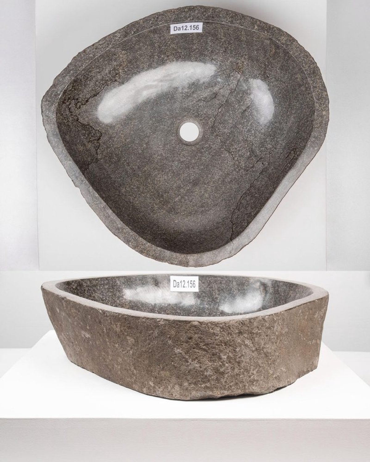 Natuurlijke Steen Wastafel - Grijs - 60 cm Ovaal