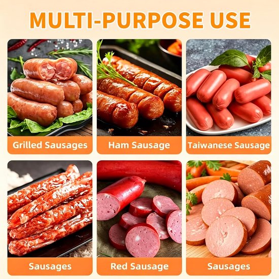 Cevapcici Pers - Worstmaker Hotdog - Worstjes Maken - 7 Gaten Vorm - Cevapcici Handmatige Worstmaker - Hotdogmaker Barbecue - worstmakers - Zelfgemaakte Handmatige Worstmaker Gereedschapskit voor Thuiskeuken - Cevapcici Press - Oranje — afbeelding 5
