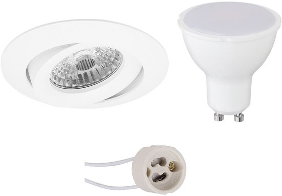 BES LED GU10 Inbouwspot Set - Mat Wit - Inbouw Rond - Kantelbaar - Pragmi Uranio Pro - 4W - Warm Wit 3000K - Ø82mm