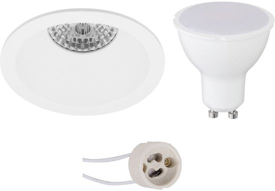 BES LED GU10 Inbouwspot Set - Mat Wit - Inbouw Rond - Verdiept - Pragmi Pollon Pro - 4W - Warm Wit 3000K - Ø82mm