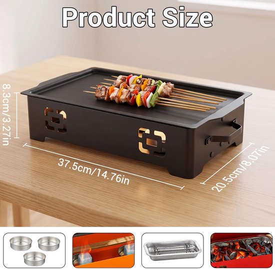 BBQ Warmhoudplaat met Houtskoolschaal - Aluminium — afbeelding 5