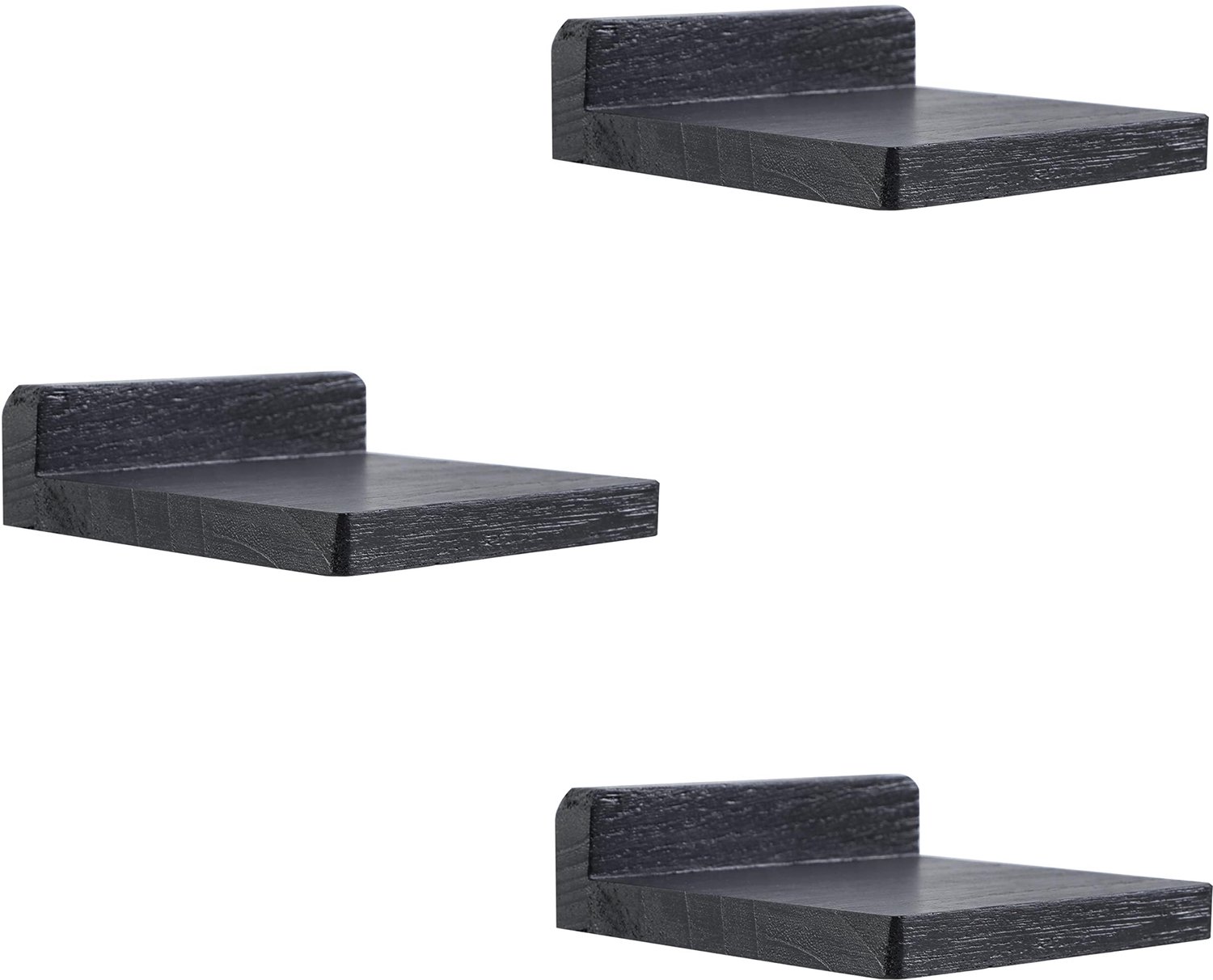 Set van 3 Kleine Drijvende Planken voor Muurdecoratie - Rustiek Zwart