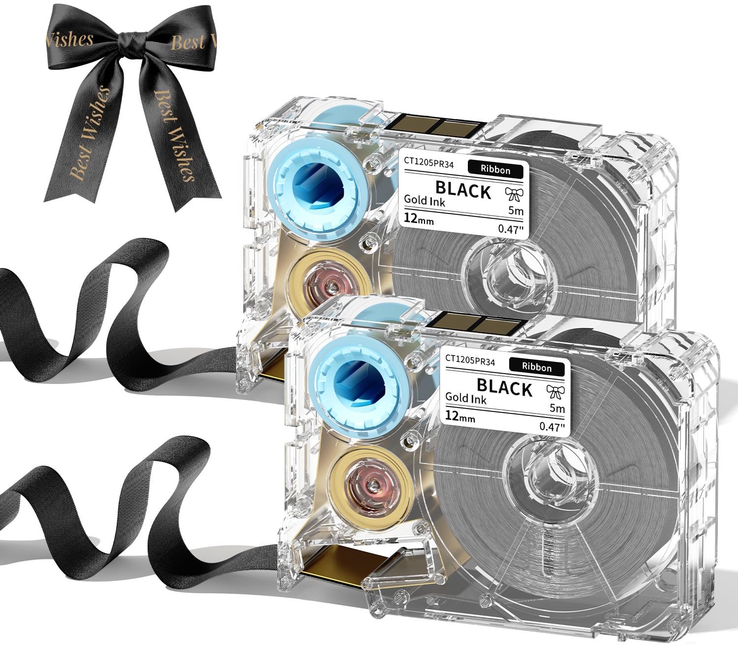 Linten Exclusieve Zwarte Satijnen - 12 mm Breed - 5 m Lang - 2 Verpakkingen - Ideaal voor Geschenken - Knutselprojecten - Gepersonaliseerde Print - Sierlint