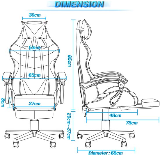 Gaming Stoel met Massagefunctie - Ergonomisch - Roze - Met Voetensteun van Wheel Stand Pro — afbeelding 2