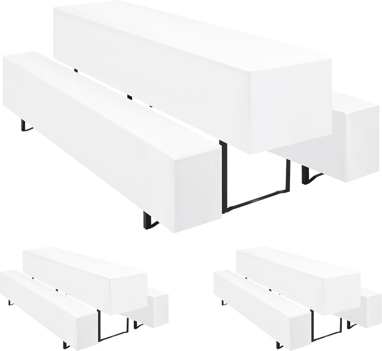 Set van 3 Witte Tafelcovers voor Bierbank en Sofa