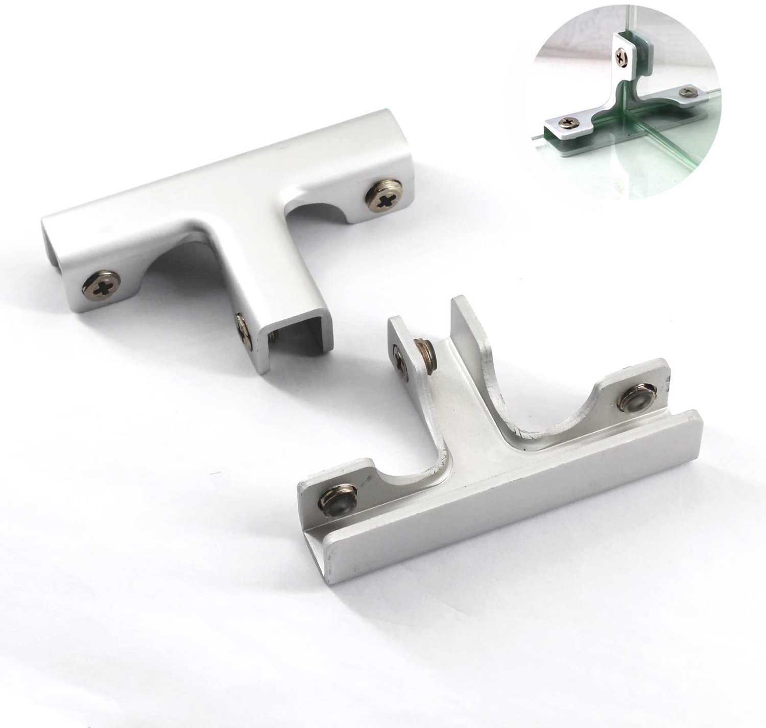 T-Shape Aluminium Glass Clamp voor 6-10mm Glas (Set van 2)