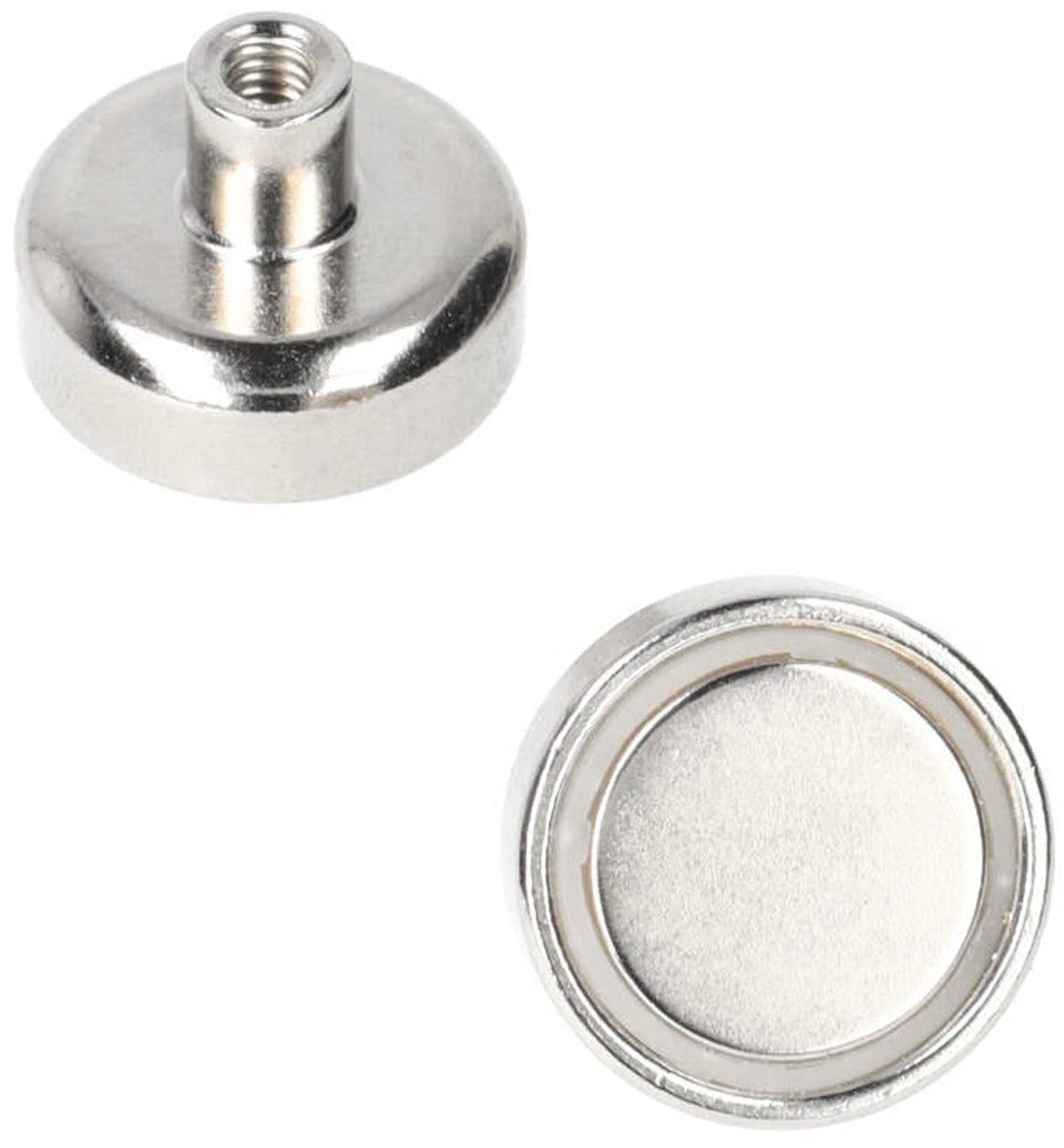 Neodymium Potmagneet Ø20 x 6 mm N40 NiCuNi draadbus M4 – 4 stuks