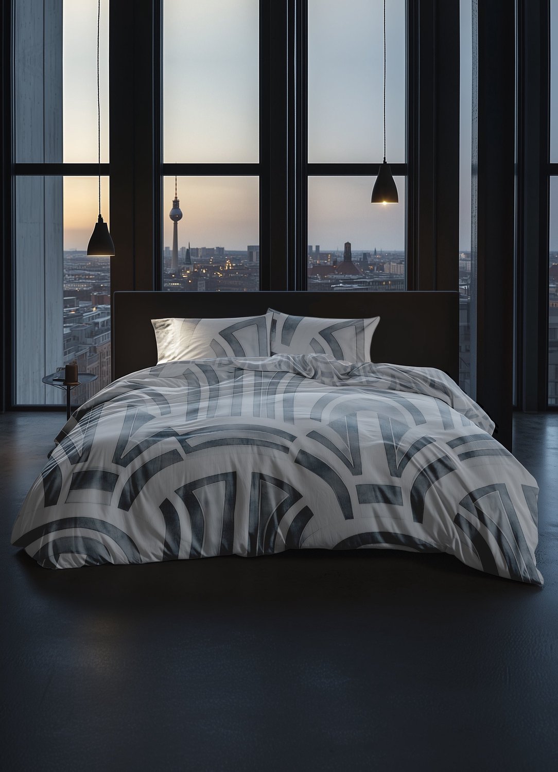 Heckettlane Dekbedovertrek Kaia - Ice Blue- Dekbedovertrek van 100% Katoen-Satijn - Dekbedovertrek 140x200-220 cm - Berlijn