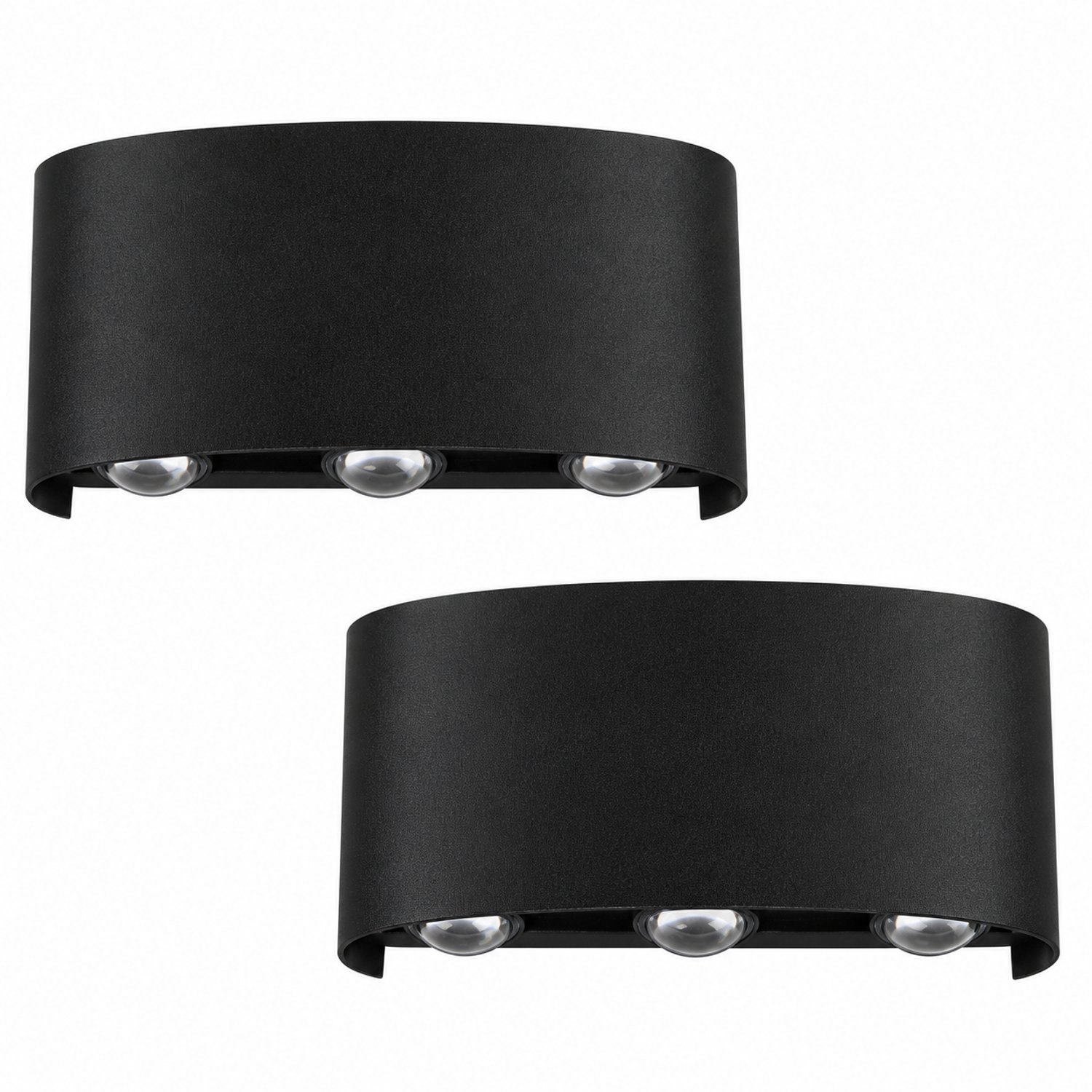 Narvie Wandlamp buiten - Set van 2 - LED - IP65 - Zwart - Halfrond - Uplight en downlight - 6W