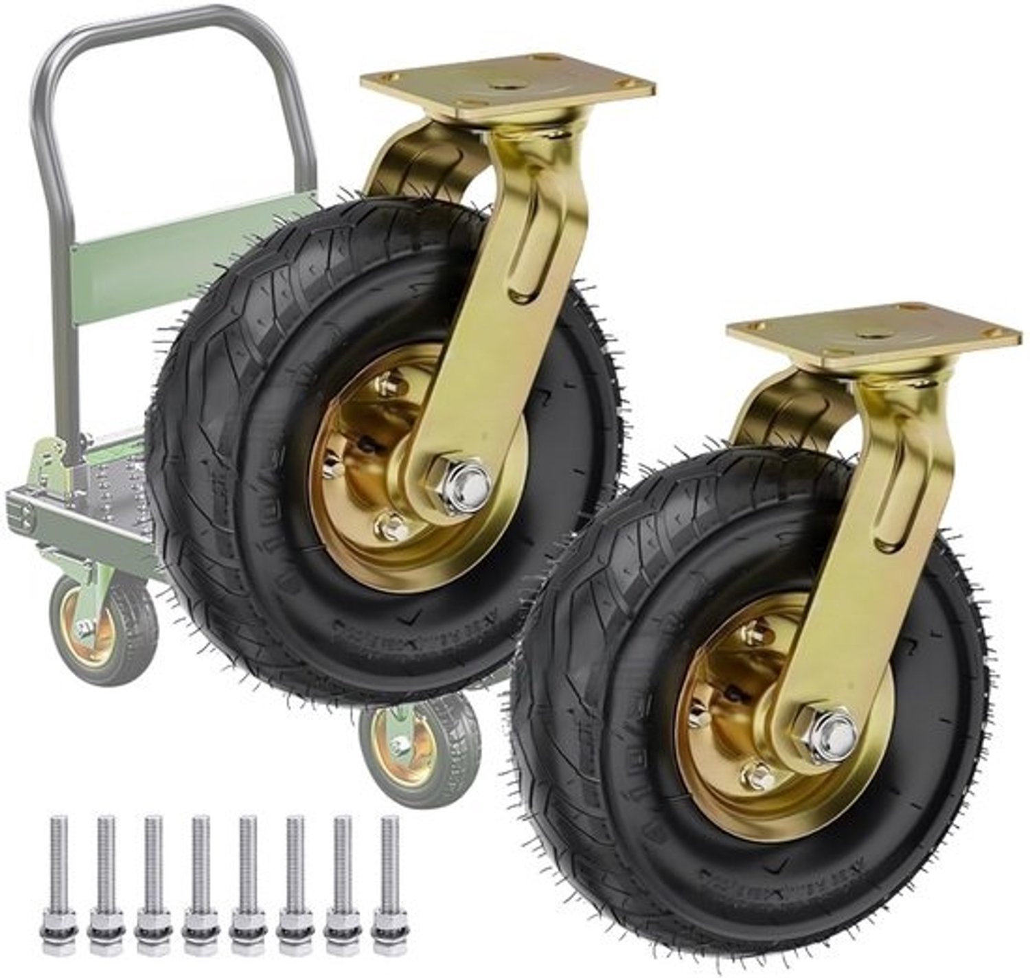 Rubberen Wielen - Luchtbanden Zwenkwielen - Transportwagens - Schokabsorberend en Stil - 200/260 mm