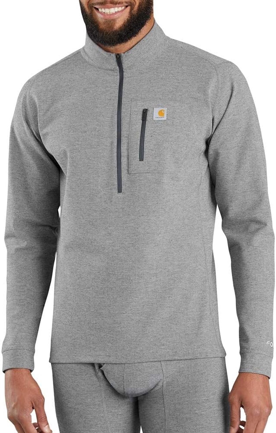 Carhartt Base Force Tech Heren Thermisch Quarter Zip Onderlaag Shadow Heather