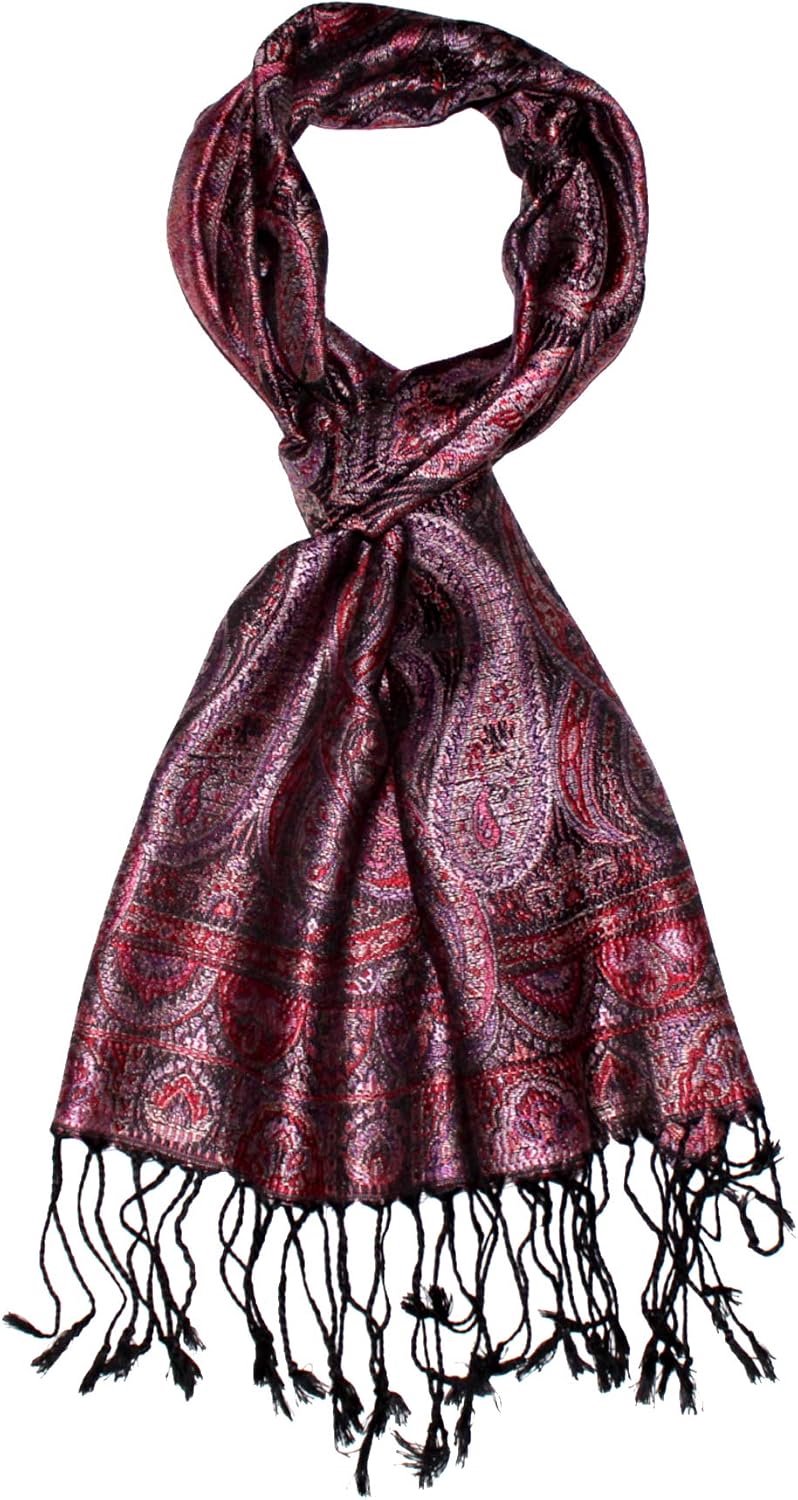 Luxe Zijden Sjaal Heren - Elegant Paisley Patroon - Wijnrood
