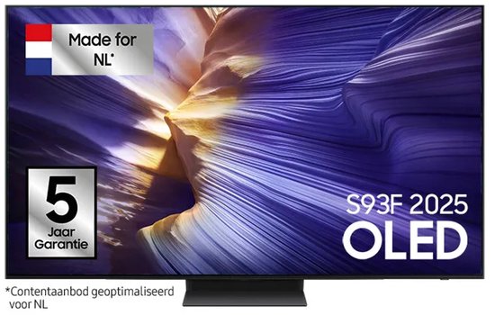Samsung S93F 2025 OLED-tv met Made for NL-label en 5 jaar garantie.