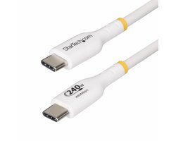 StarTech.com 4m USB-C Laadkabel, Charge & Sync, 240W (5A) PD EPR, USB 2.0, Laptop Type C Laadkabel, USB-IF Gecertificeerd, TPE Mantel - Witte USB-C Oplaadkabel