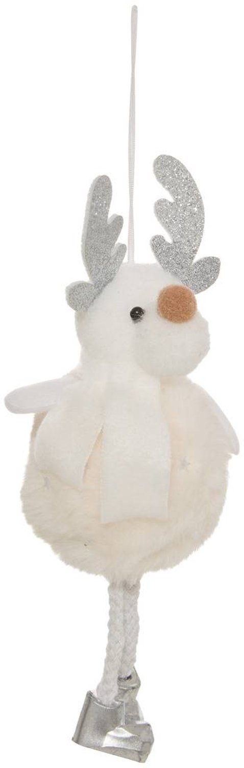 Feeric lights & Christmas Hangende kerstboomversiering in de vorm van een figuurtje met witte vacht, van textiel, 16 cm Modèle D