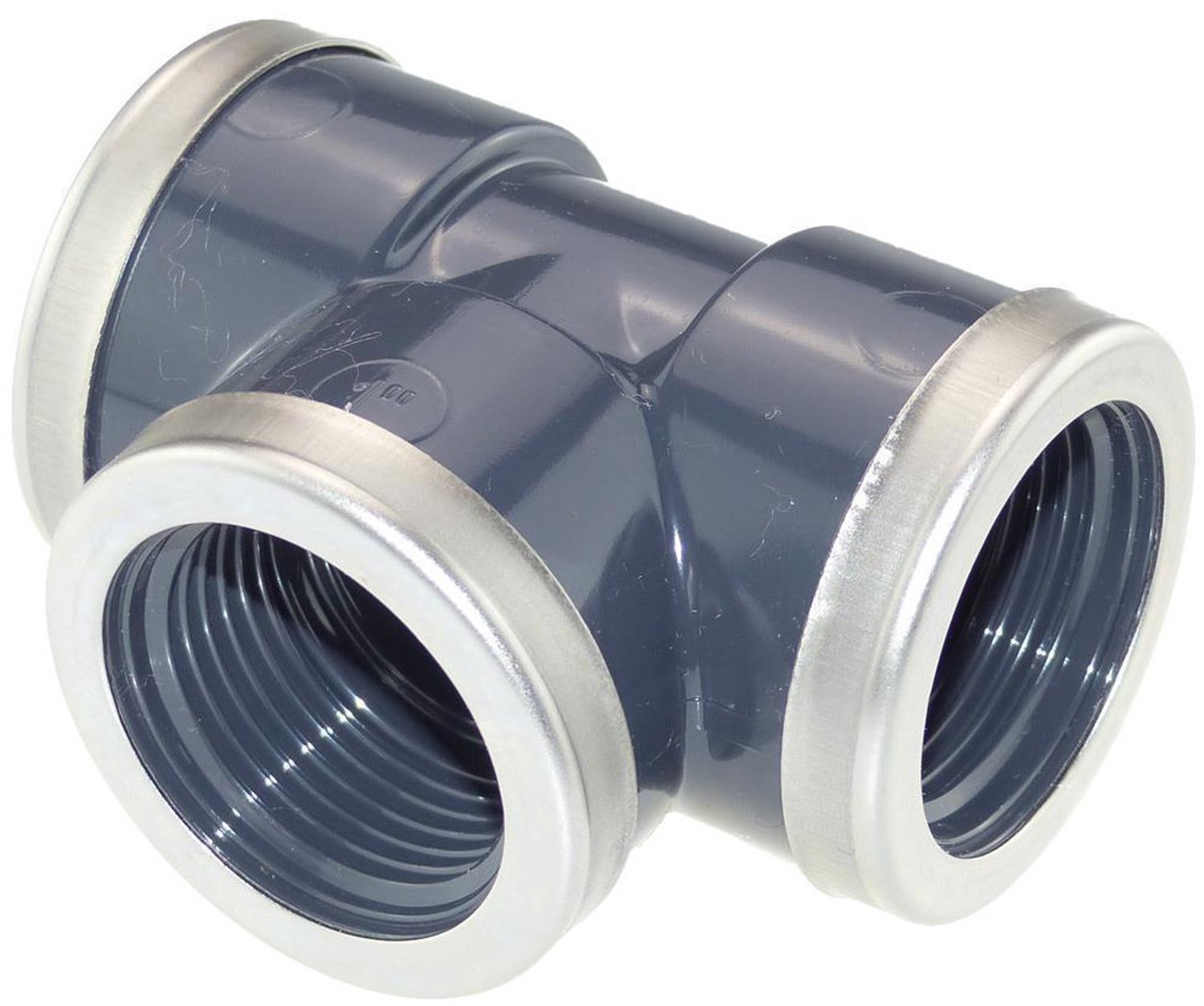 Bosta - PVC druk T-stuk 2" met inox ring