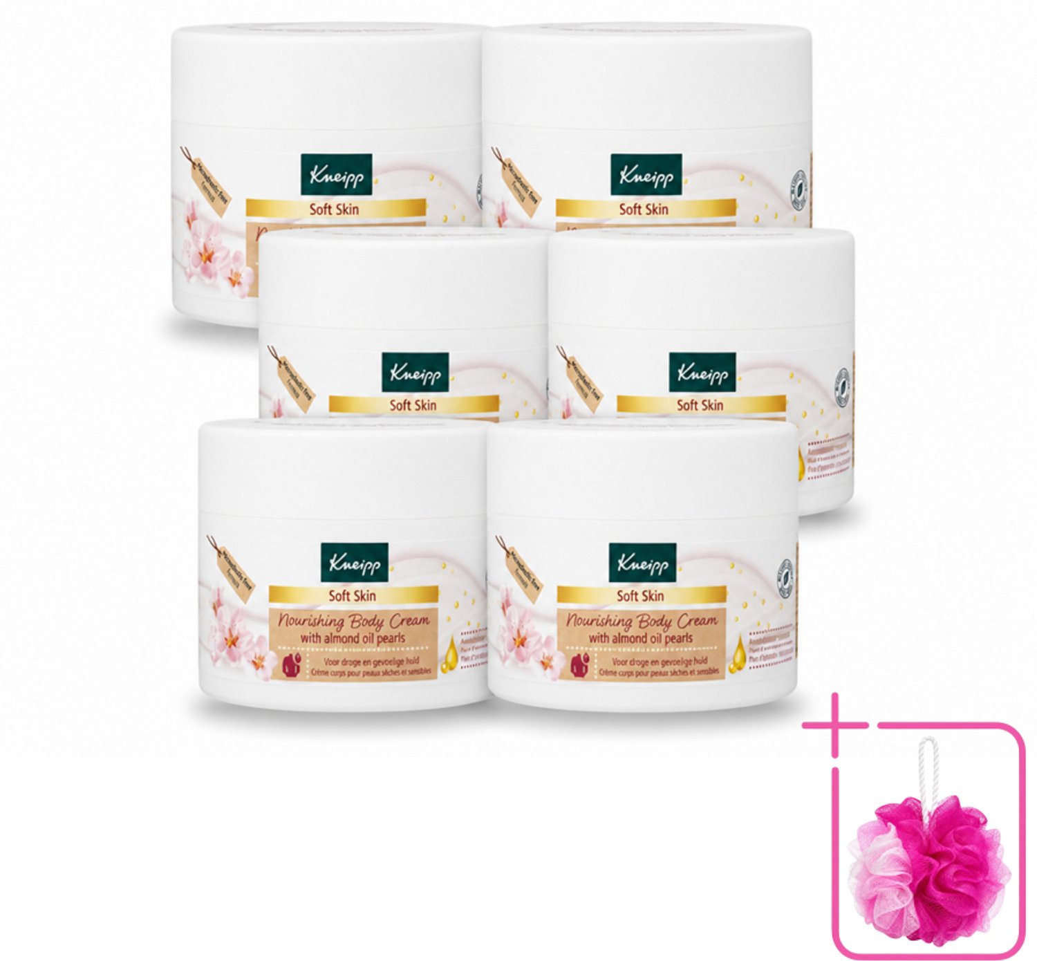 6 x Kneipp - Body crème - Soft Skin - Amandelbloesem - 200 ml - Bulkverpakking - Zachte huid - Douchemop - Amandelolie