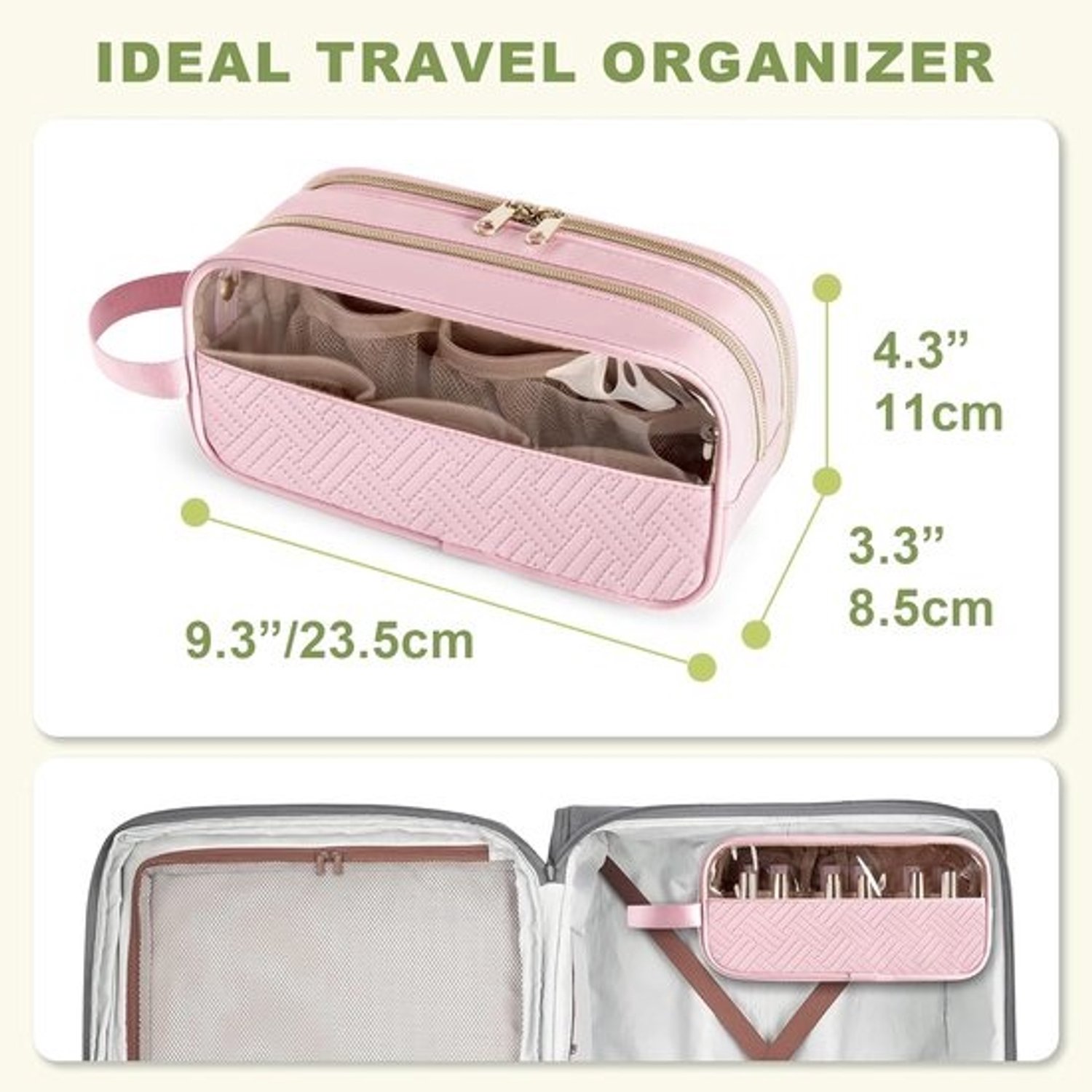 Nagellak Organizer - Cosmetica Tas - Nagellak opbergen - Transparant Venster - 12 Flesjes - Roze