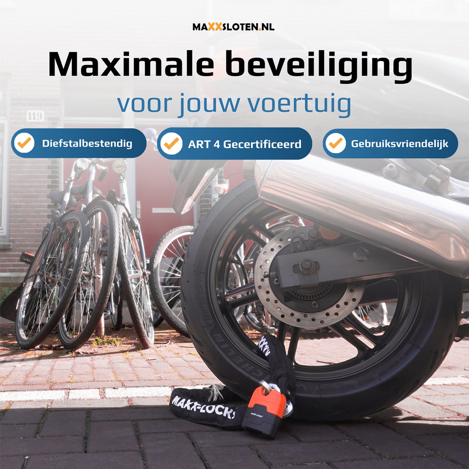Maxx-Locks Ohura ART 4 Motorslot / Scooterslot - Kettingslot met 12 mm Dikke Schakels - Art Gekeurd Slot voor Motor en Scooter & Brommer - 120 cm – foto 6