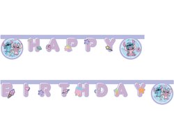 Vegaoo - Articulerende slinger Happy Birthday Angel en Stitch 200 cm