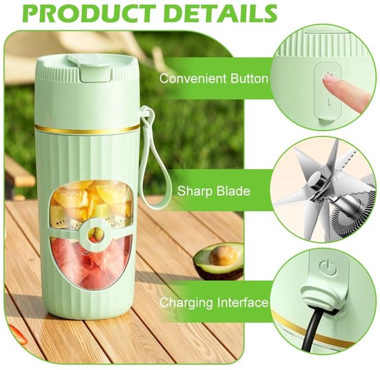 Mini Blender 400ml met 10 Stalen Messen en USB Oplaadbaar — afbeelding 5