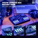 Vonyx Spin200 DJ-controller met jogwheels, performance pads en crossfader, inclusief VirtualDJ LE software.