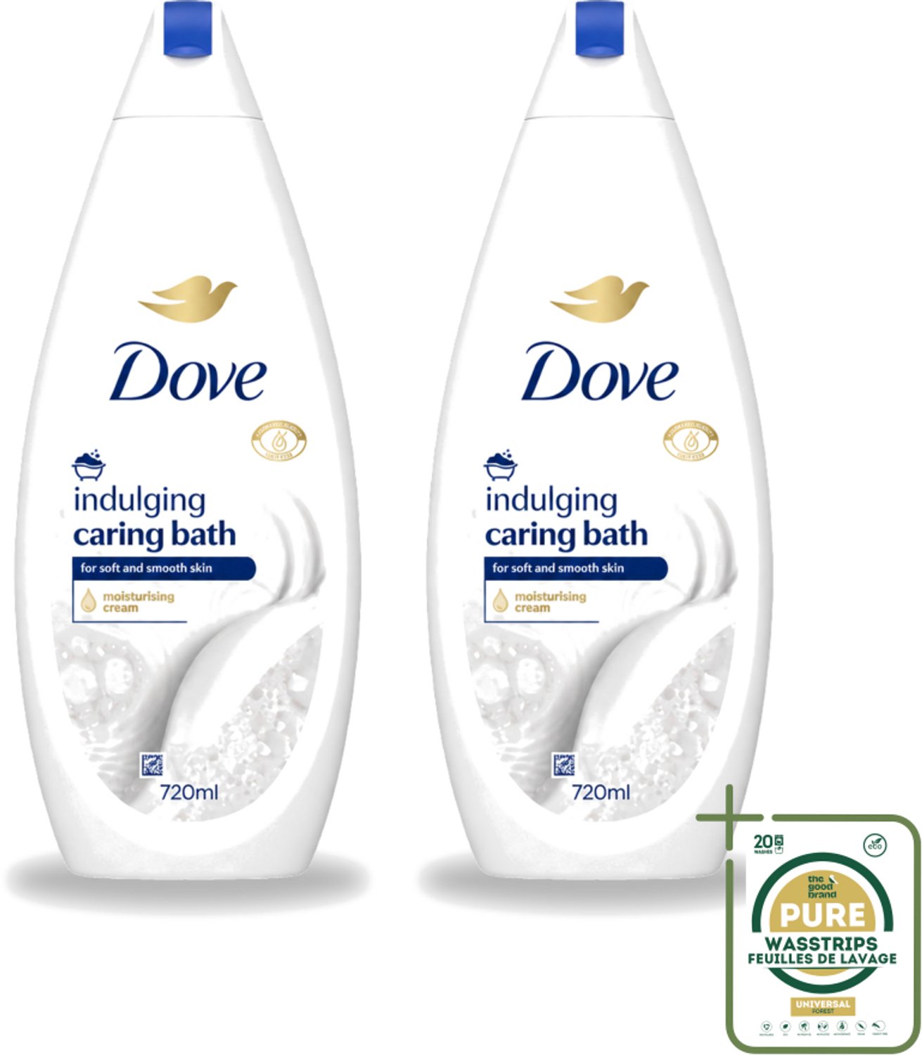2 x Dove – Badcrème – Indulging Cream – 720 ml - Wasstrips - Badcrème - Badcrème 720 Ml - Badcrème Voor Huid - Badcrème Voor Zintuigen - Zachte Reiniging