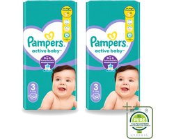 2 x Pampers – Luiers – Active Baby Maat 3 – 54 Luiers - Grootverpakking - Vaatwasstrips - Baby Luiers - Droge Nachten - Vocht Absorberend - Luchtdoorlatend - Huid Bescherming