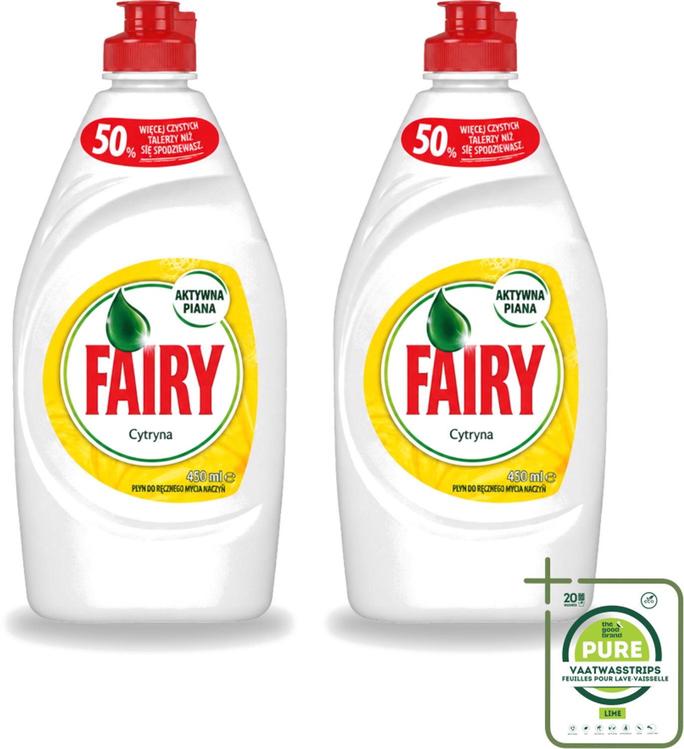 2 x Fairy – Afwasmiddel – Citroen – 450 ml - Grootverpakking - Afwasmiddel Citroen - Vaat Reinigen - Vet Verwijderen - Schone Vaat - Frisse Geur