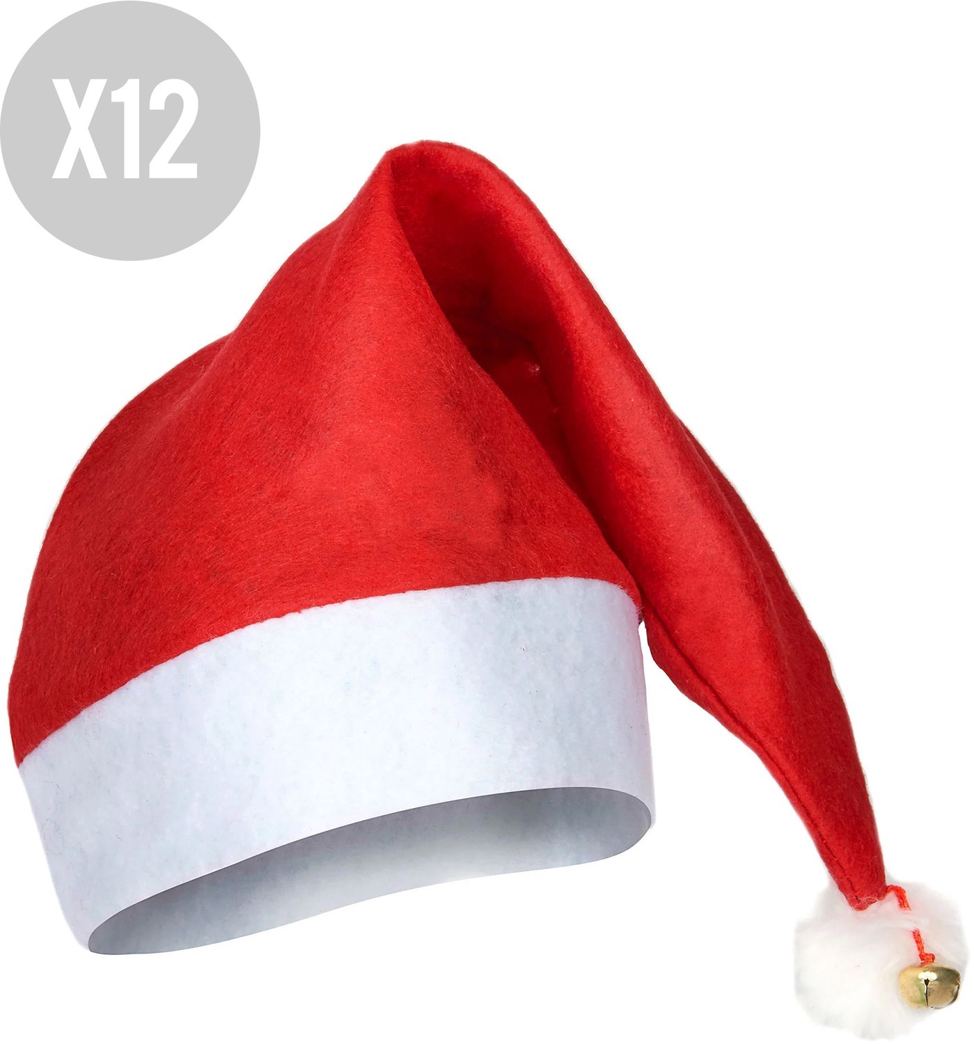 Vegaoo - 12 kerstmutsen met belletje volwassenen