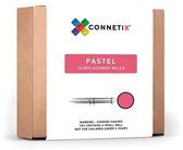 Connetix verpakkingsdoos met 16 pastelkleurige vervangende balletjes, inclusief waarschuwing voor verstikkingsgevaar.