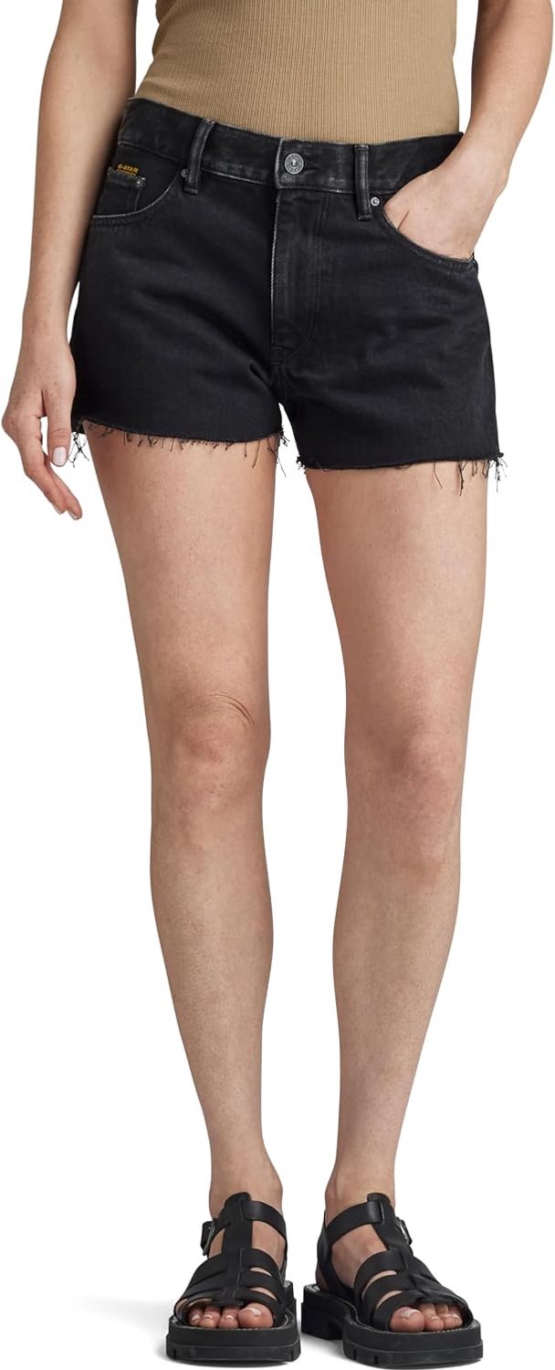 Dames Jean Shorts met Ruwe Zoom Comfortabele Pasvorm Zwart