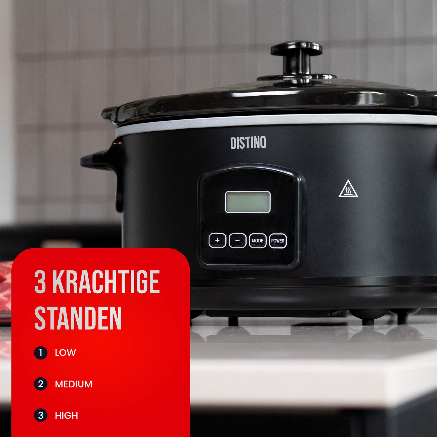 DistinQ Digitale Slowcooker 6 liter met Timer – Keramische binnenpan - Timerfunctie - Warmhoudfunctie – foto 8