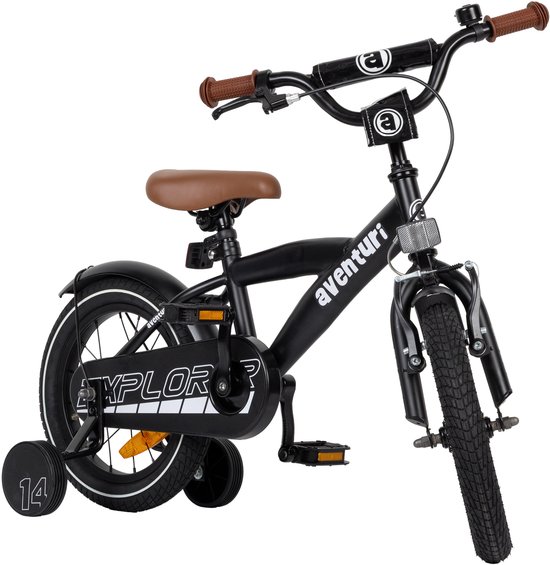Aventuri Explorer 3.0 Jongensfiets 14 Inch - Kinderfiets voor 3 tot 5 Jaar - 95-110 cm - Met Zijwieltjes - Matzwart — afbeelding 3