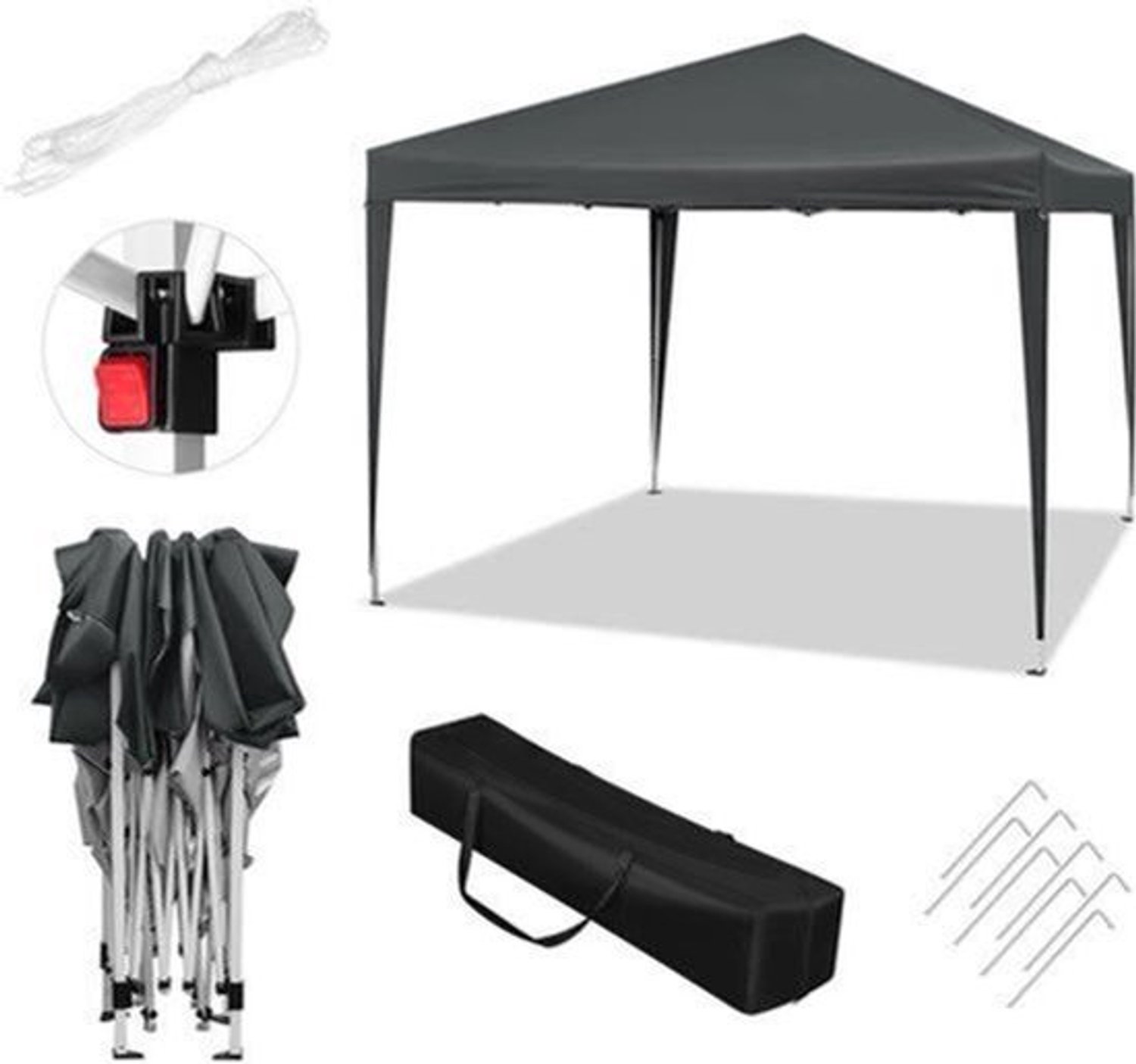 Partytent - Vouwtent - Pop-Up Partytenten - Easy up Tent - Party Tent Opvouwbaar - 300x300cm - voor Tuin Evenementen en Feesten - Waterdichte - Pagodetent met Zonnebescherming - voor Camping, Festival of Bruiloft - Antraciet