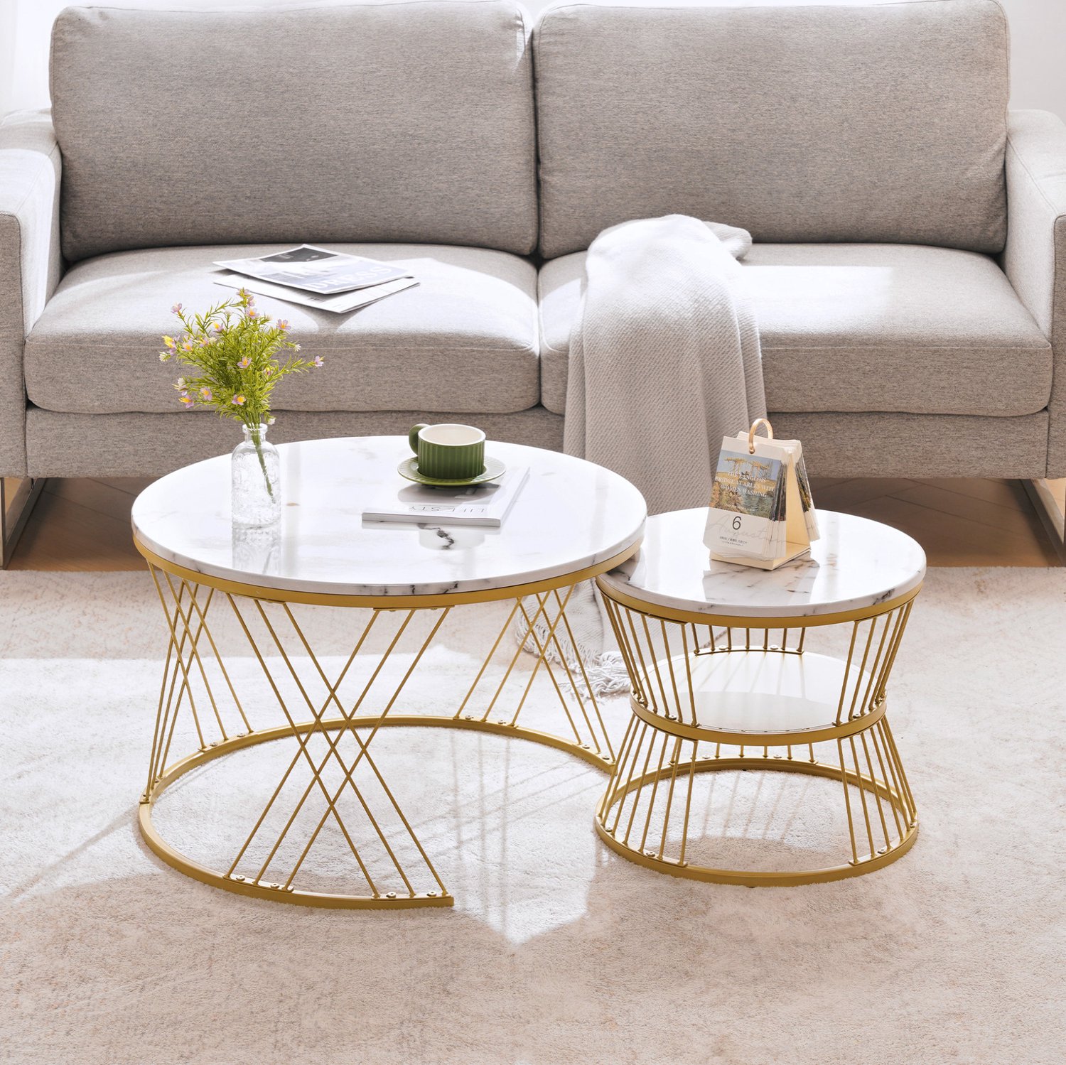 CHICFURN Salontafel - Nesting - Set van 2 - Wit