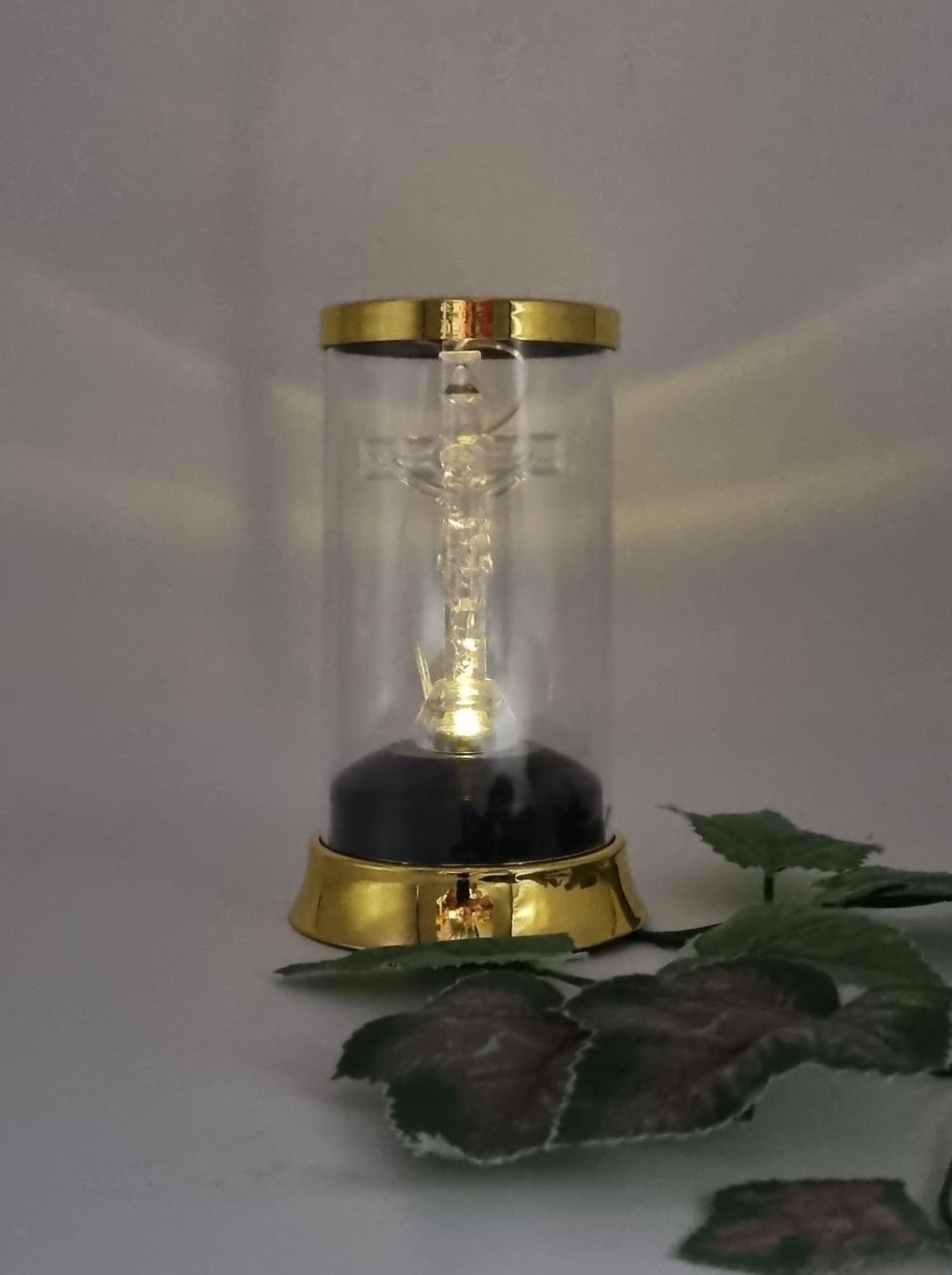 Herdenkingslicht - SL3 - SOLAR - Kruis - LED - Goud - Warm wit - Windlicht - Graflantaarn - Grafdecoratie - Lantaren