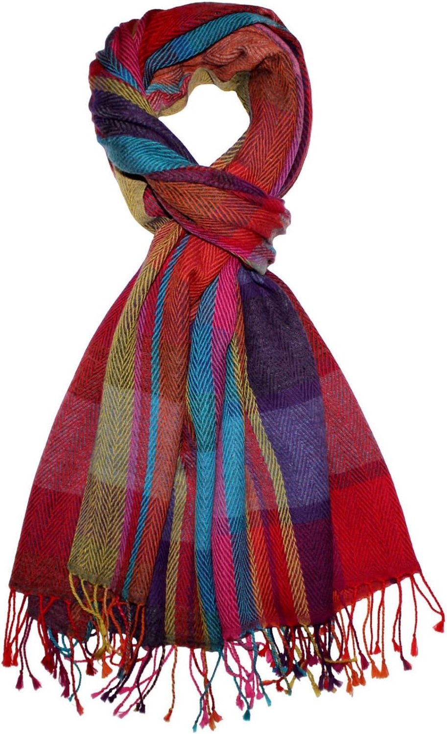Luxe Wol Katoen Sjaal Heren Kleurrijk 70x190cm