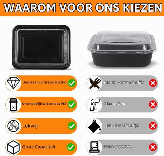 Set van 10 Herbruikbare Maaltijd Prep Voedseldozen met Deksel, Duurzaam BPA-vrij voor Camping en Gezinsdiners, Ideaal voor Sushi en Buffetten — afbeelding 4