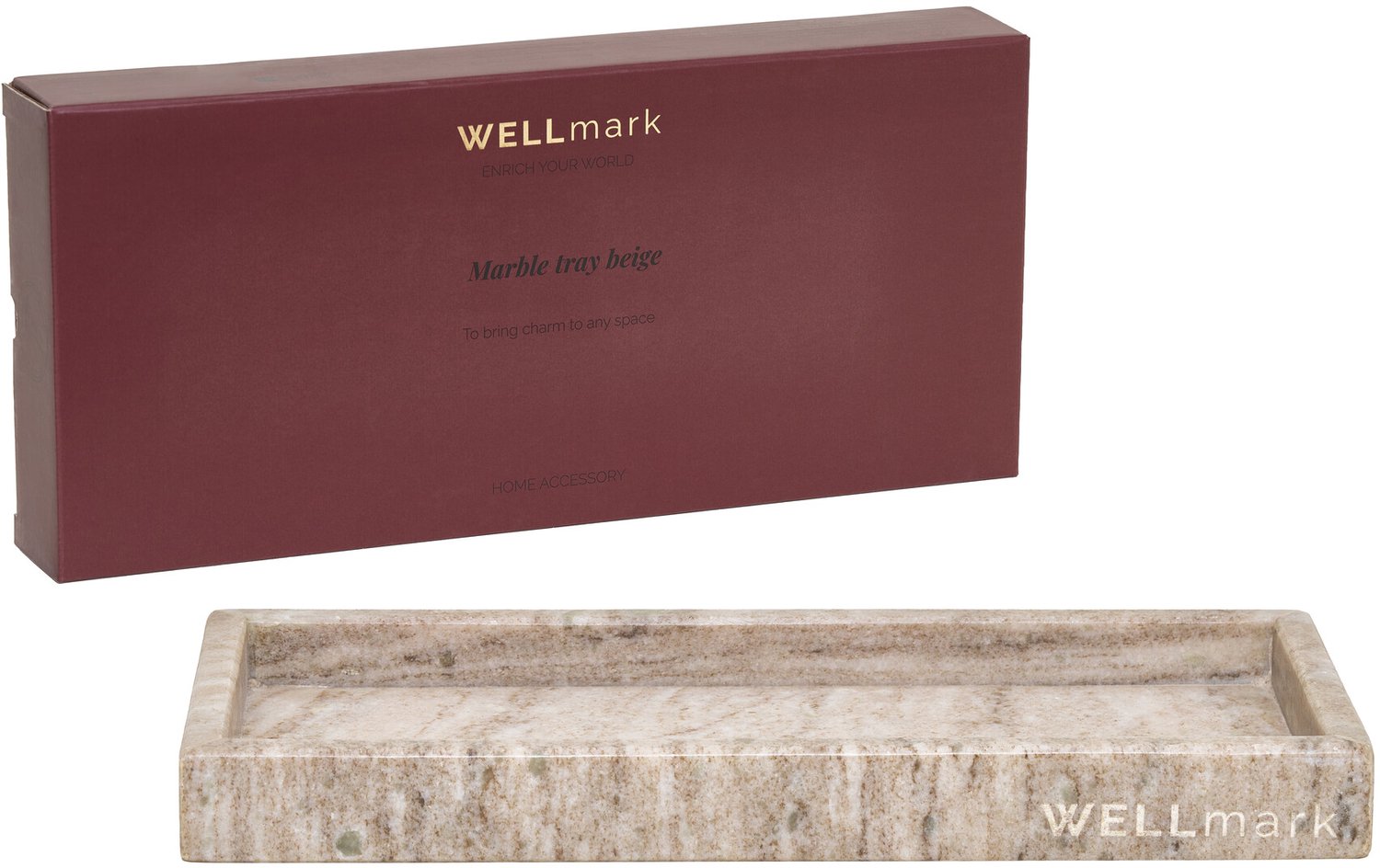 Wellmark schaal 30x12cm marmer warm beige