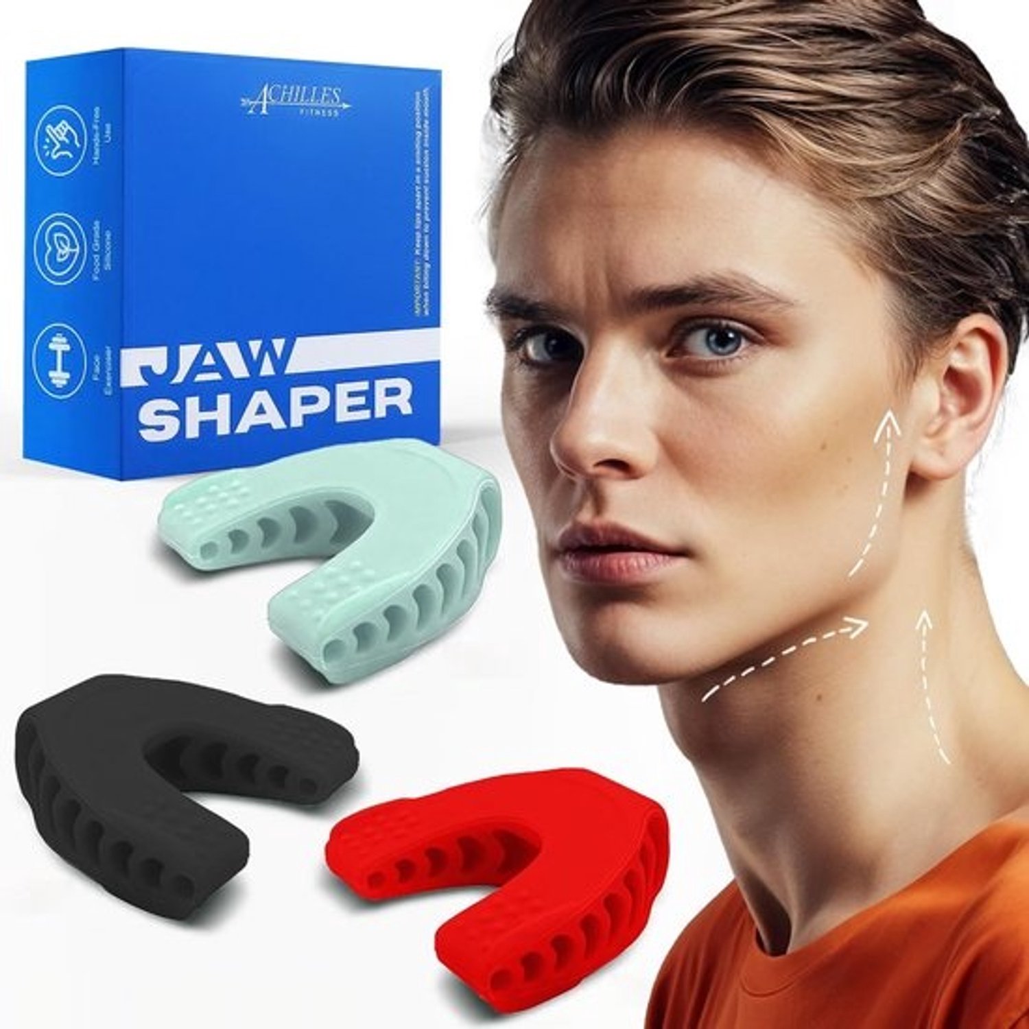 Gezichtsspiertrainer - Kaaklijntrainer - Gezichtsspieren trainen - Voedselveilig siliconen - 20 x 15 cm - Blauw