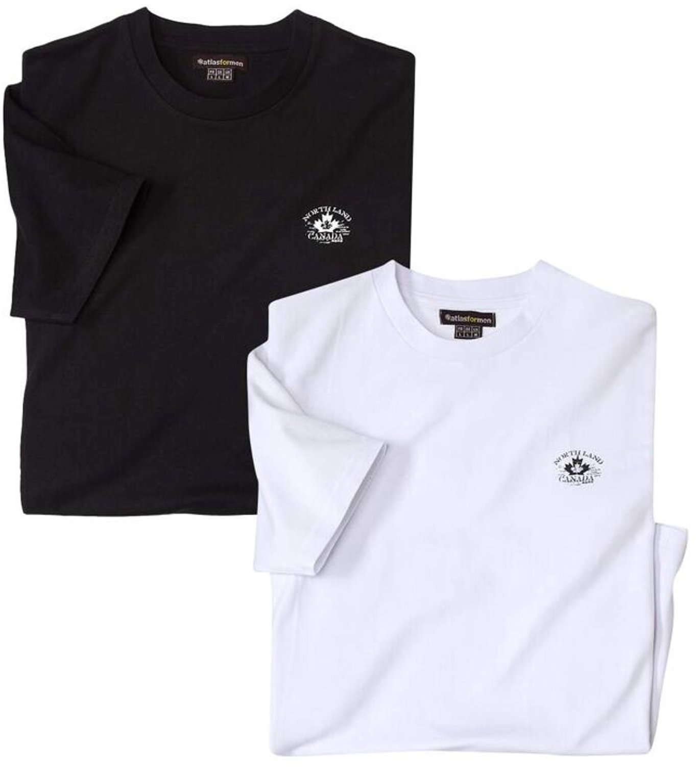 ATLAS FOR MEN - Set van 2 klassieke T-shirts - Heren - Verkrijgbaar in grote maten - L