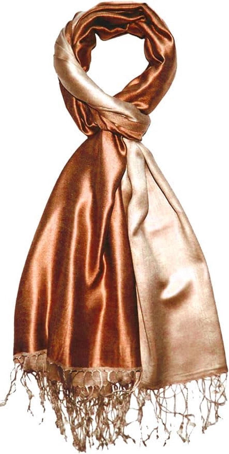 Dames Sjaal Zijde Viscose 70x190cm Tweekleurig Omkeerbaar