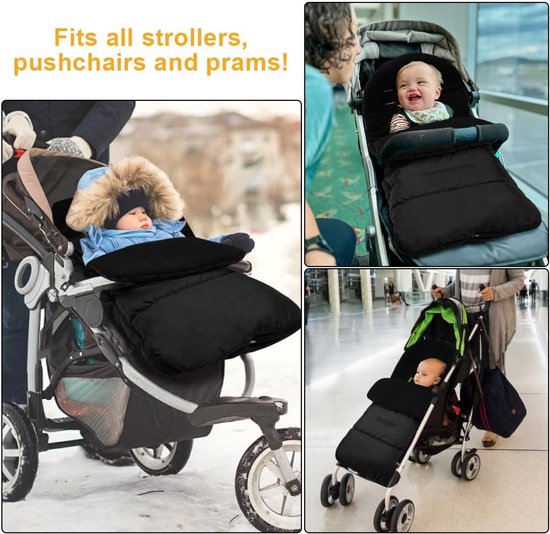 Voetenzak Kinderwagen - Thermo Zak - Baby Warm Houden - Waterdicht Winddicht - 318 x 217 cm - Zwart — afbeelding 4