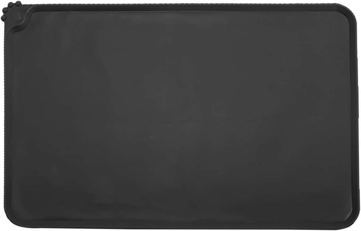 Voedermat voor honden en katten, anti-aanbaklaag, waterdichte placemat voor huisdieren en antislip voermat, voor voer- en waterkommen, voerbak om je vloer schoon te houden, zwart