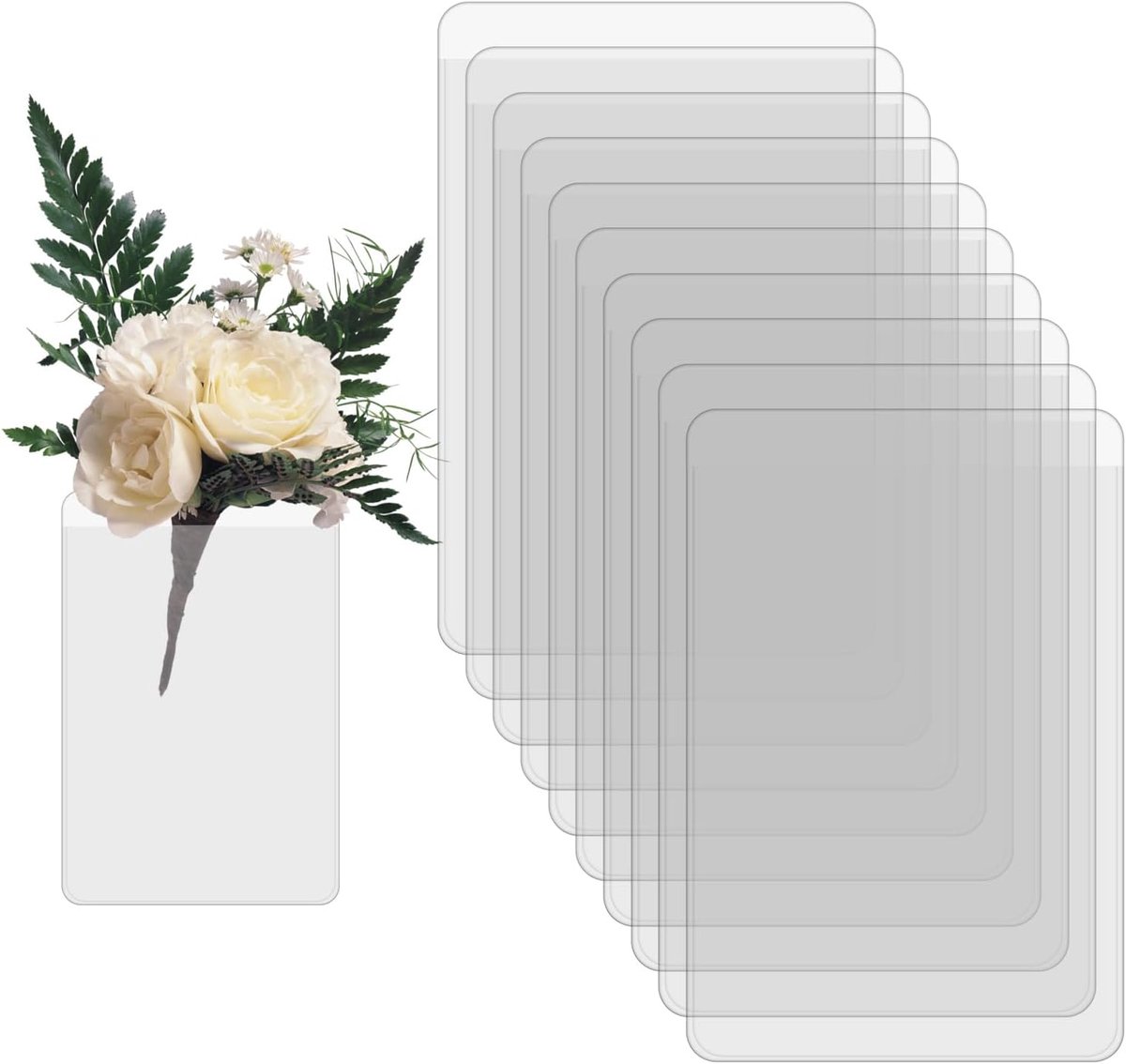 10st Corsages Plastic Hoes, Geen Reversspeld Corsagebenodigdheden Kaart Buidelhouder Zachte Doorzichtige Boutonniere Buidelhouder voor Bruiloftsfeest Thuiskomst (Bloemen Niet Inbegrepen)