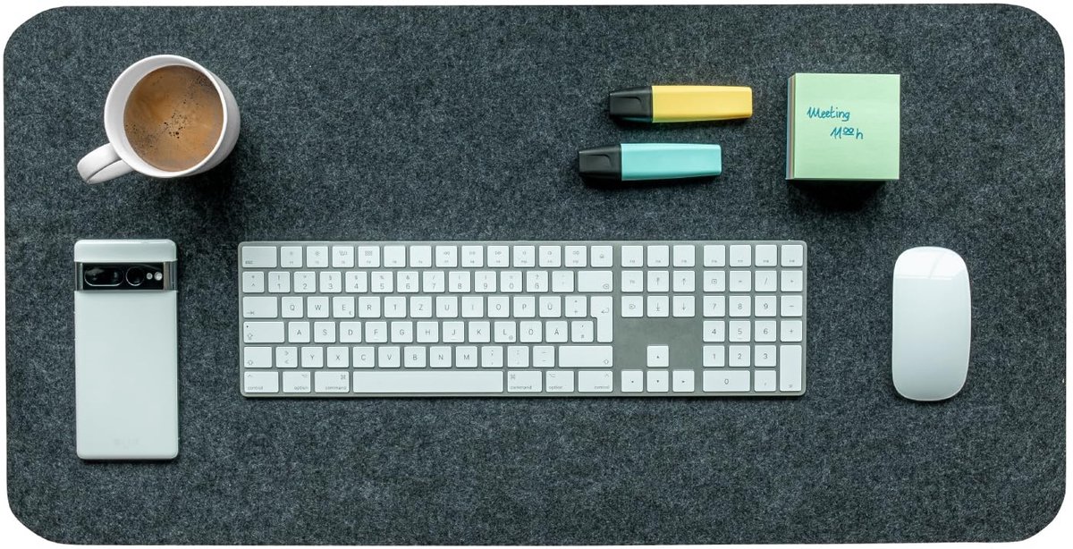 Vilten Bureau-Onderleggers - XXL Muismat, voor Kantoor en Gaming - Antislip - Donkergrijs, 80x40cm