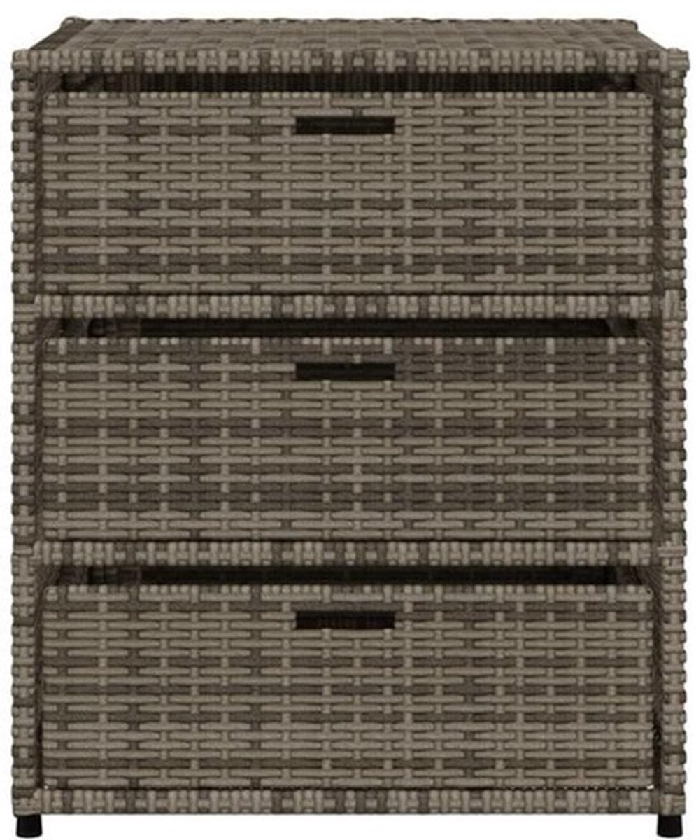 Tuinkast – Opbergkast – Tuinkist – Buitenberging – Tuinberging – Poly Rattan – 3 Lades – Weerbestendig Grijs 55x59x69 cm