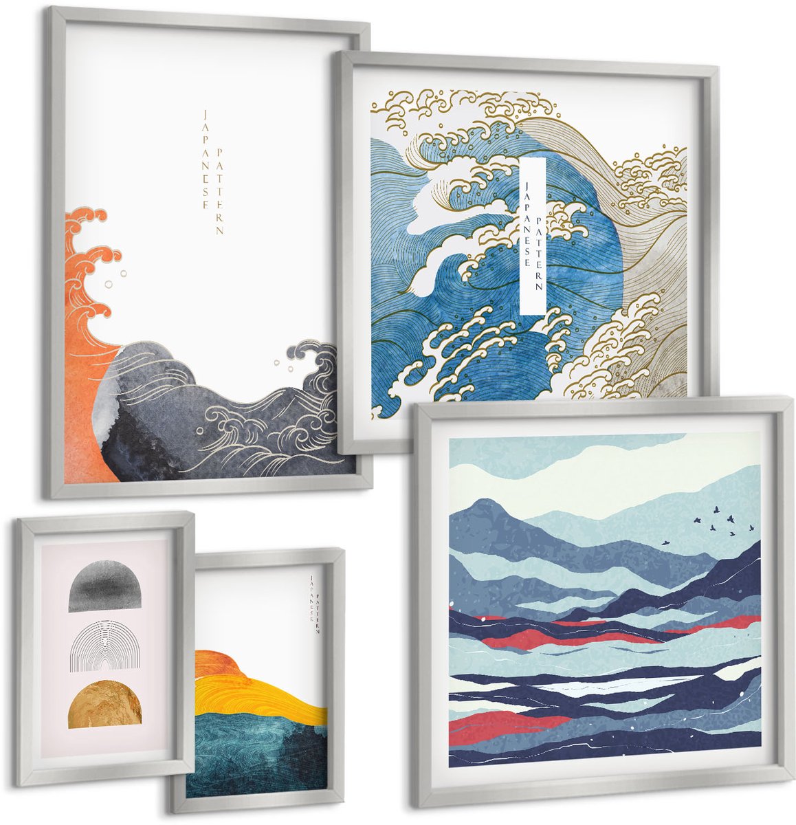Coloray 5-Delige Schilderij Set - Abstracte Posters In De Minimalistische Stijl Van Henri Matisse. - 20 x 30 cm - Wanddecoratie - Muurdecoratie - Woonkamer - Stijlvolle Muurdecoratie